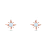 Minimalist 9.6mm Star Stud Earring Lab Created Opal 925 Sterling Silver