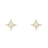 Minimalist 9.6mm Star Stud Earring Lab Created Opal 925 Sterling Silver