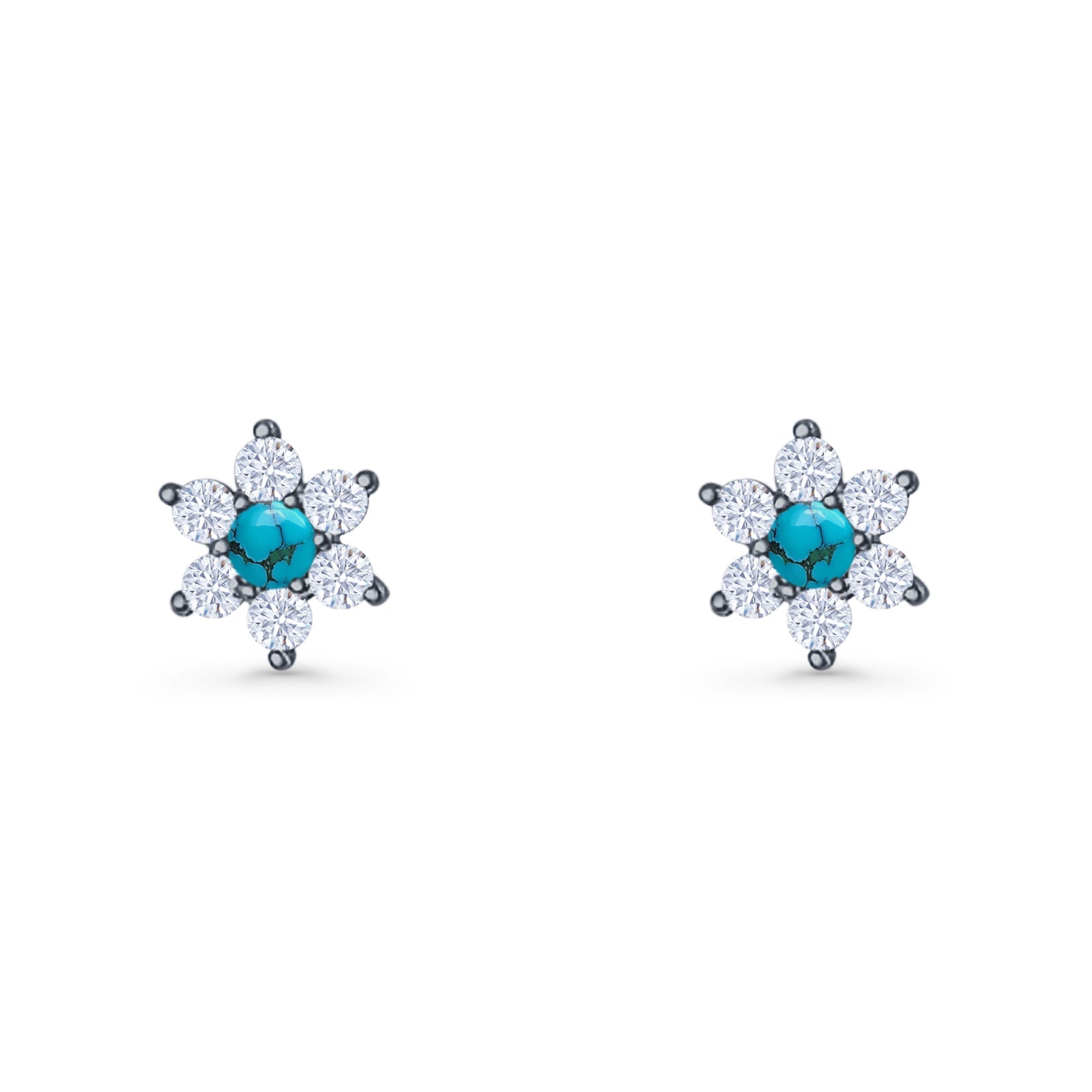 Round 8.7mm Lab Created Opal Floral Stud Earring 925 Sterling Silver