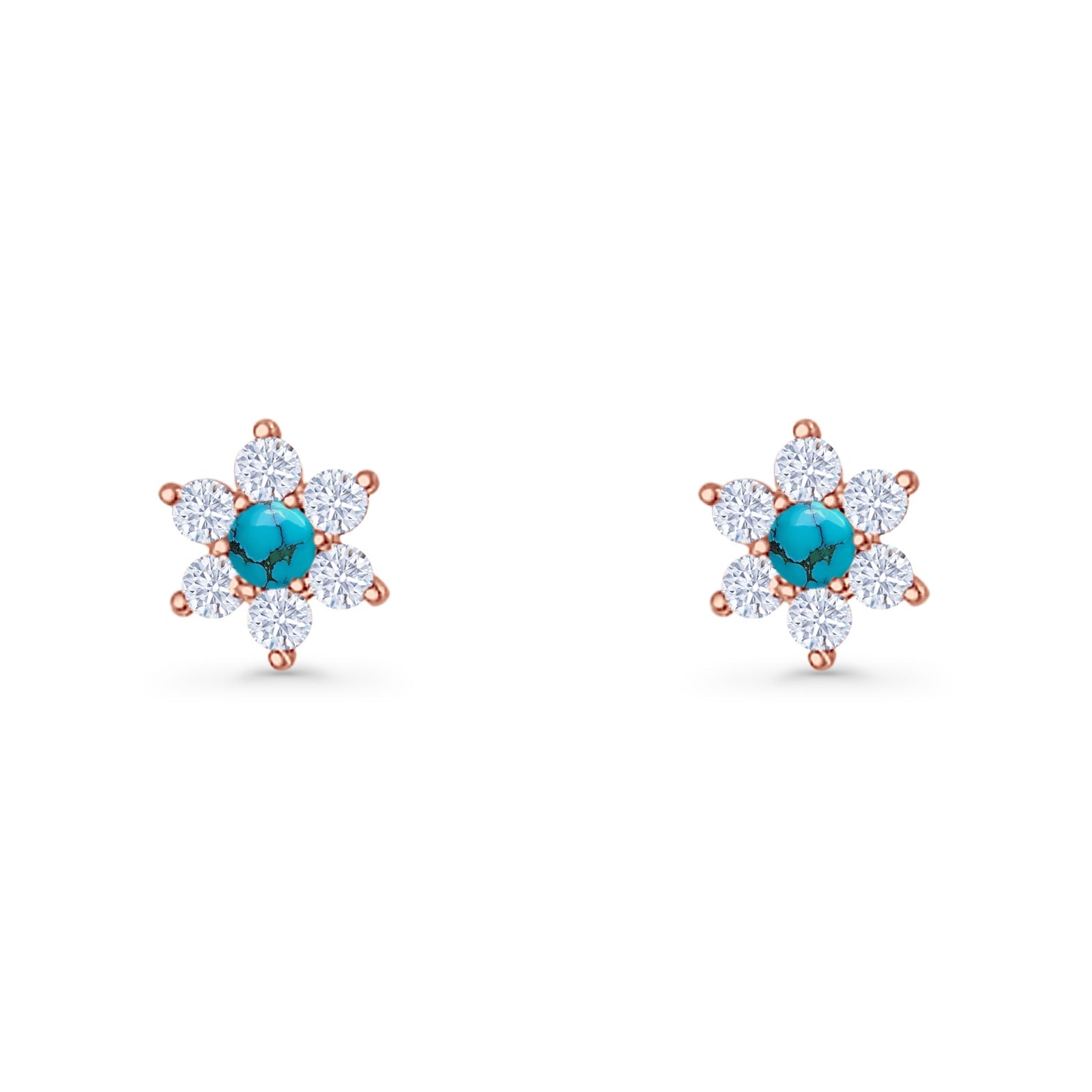 Round 8.7mm Lab Created Opal Floral Stud Earring 925 Sterling Silver