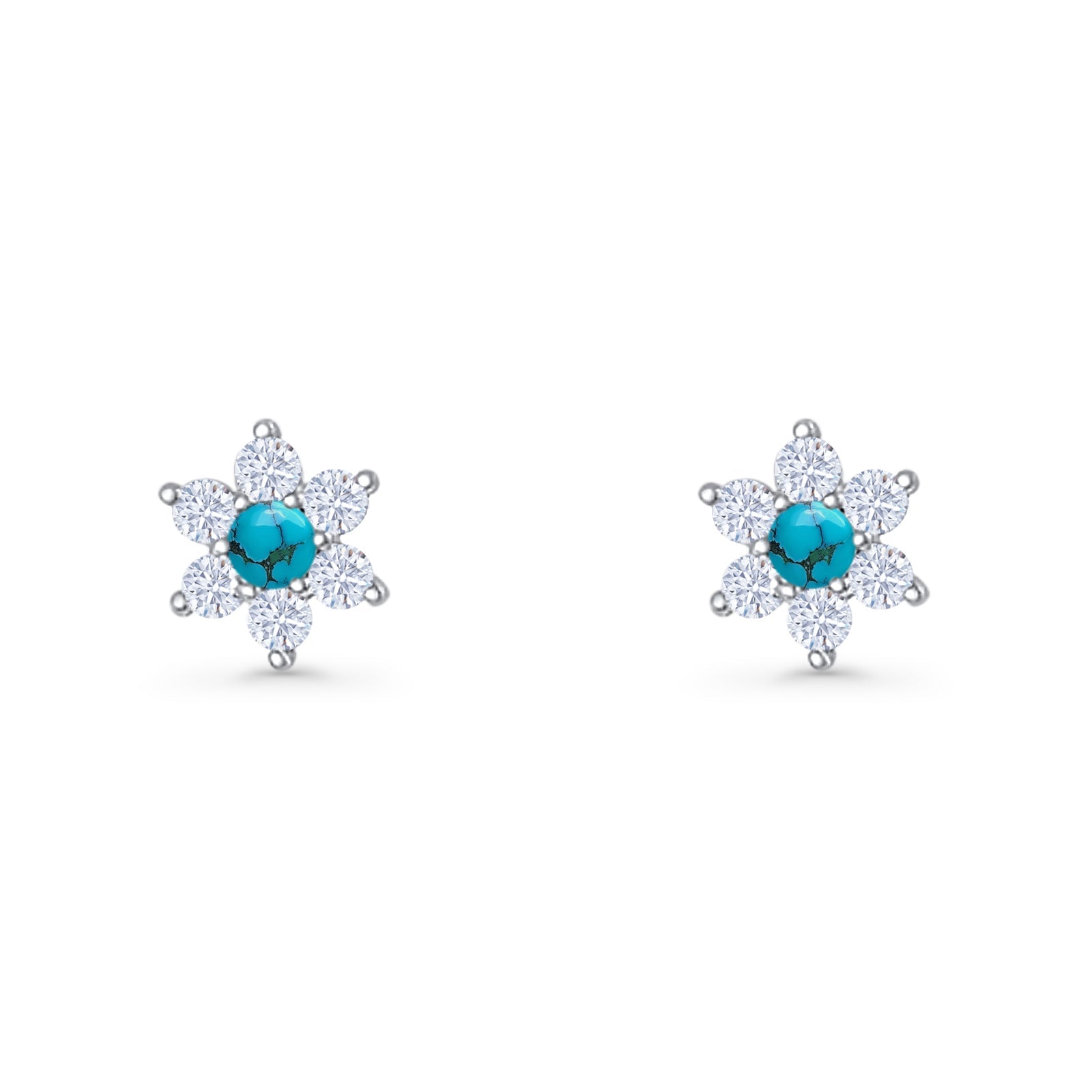 Round 8.7mm Lab Created Opal Floral Stud Earring 925 Sterling Silver