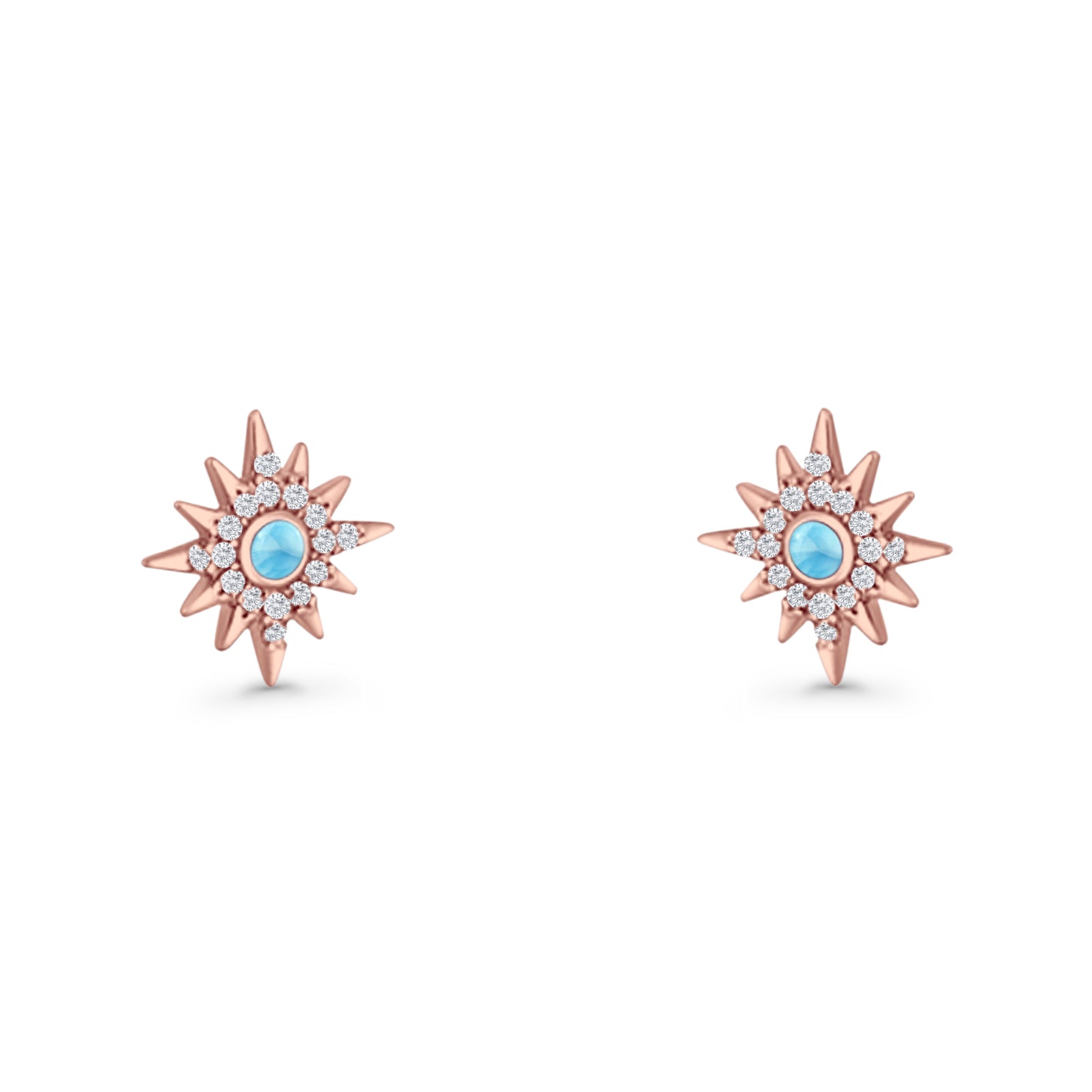 Starburst Stud Earring 10.7mm Lab Created Opal & Cubic Zirconia 925 Sterling Silver