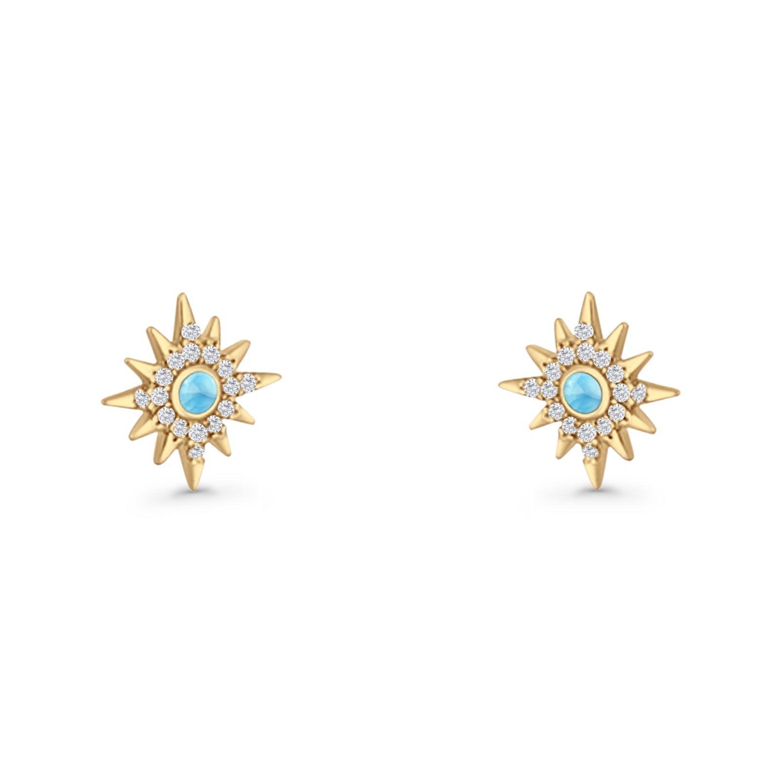 Starburst Stud Earring 10.7mm Lab Created Opal & Cubic Zirconia 925 Sterling Silver