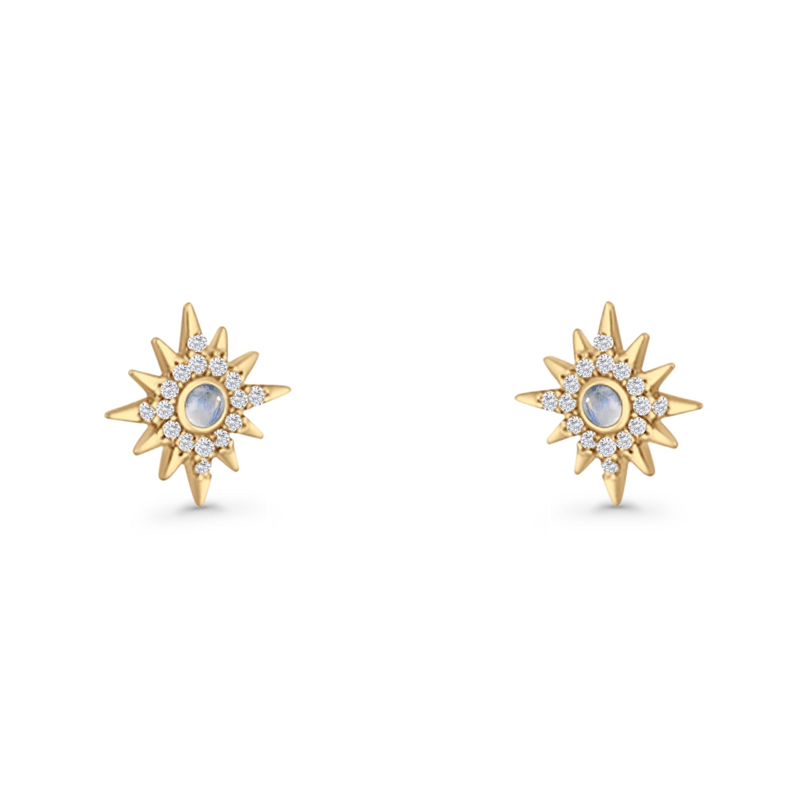 Starburst Stud Earring 10.7mm Lab Created Opal & Cubic Zirconia 925 Sterling Silver