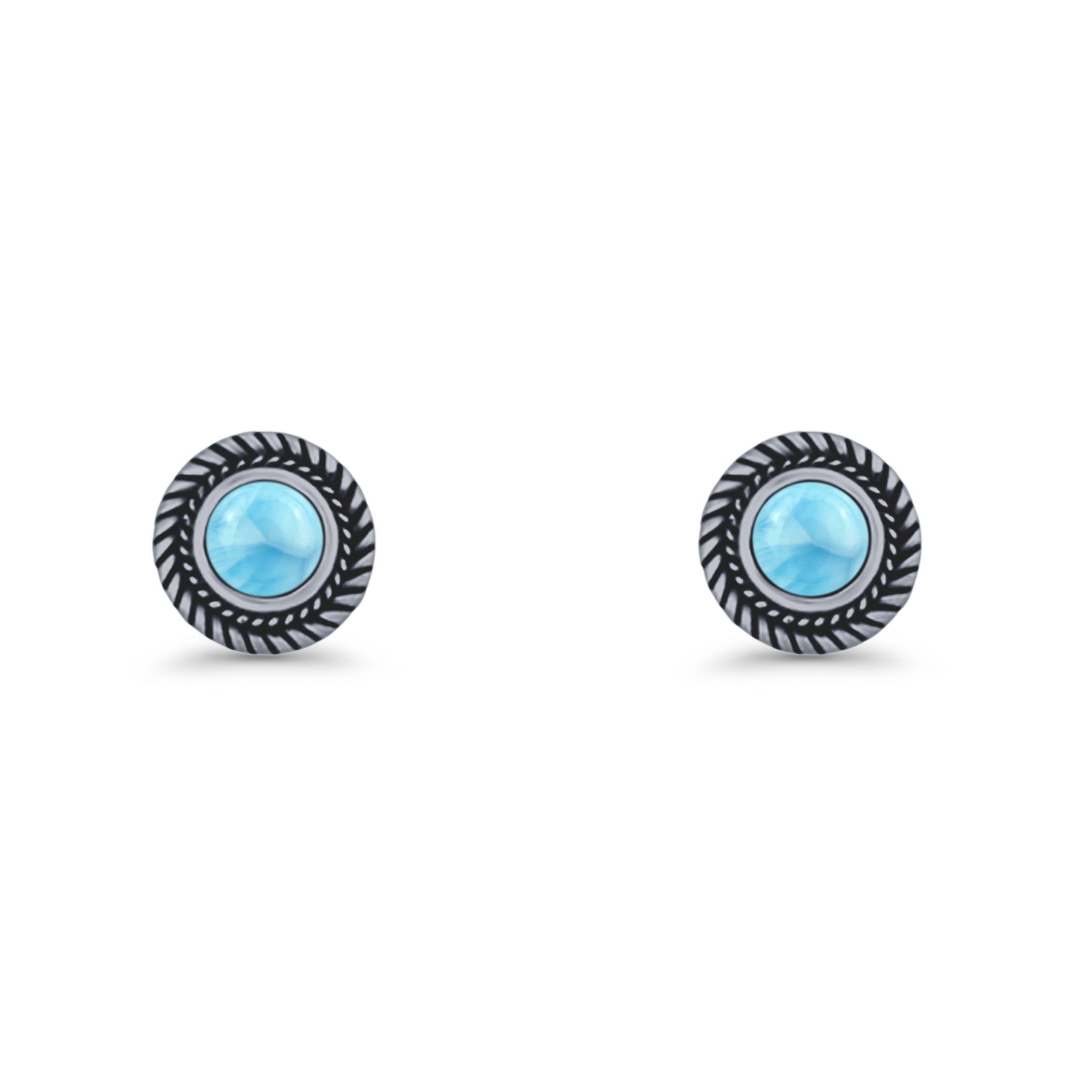 Round 8mm Lab Created Opal Twisted Rope Stud Earring 925 Sterling Silver