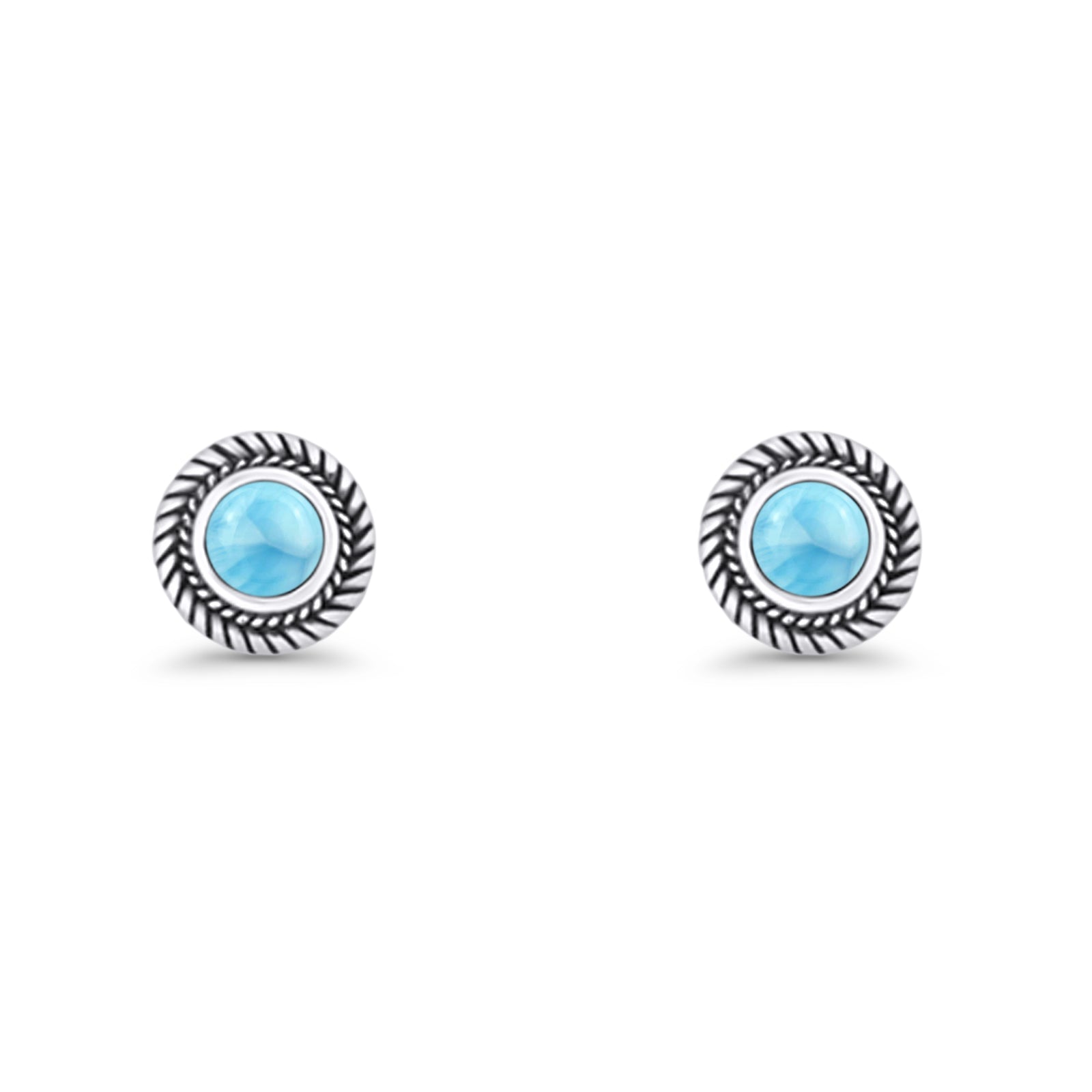 Round 8mm Lab Created Opal Twisted Rope Stud Earring 925 Sterling Silver