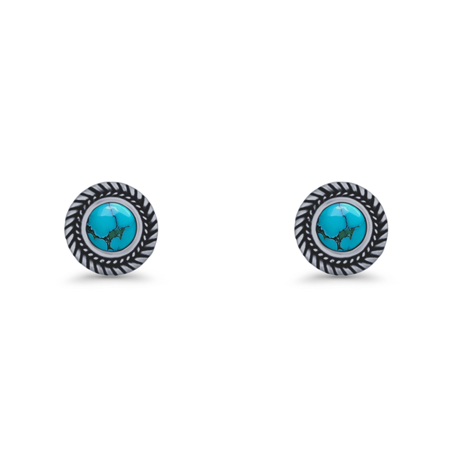 Round 8mm Lab Created Opal Twisted Rope Stud Earring 925 Sterling Silver