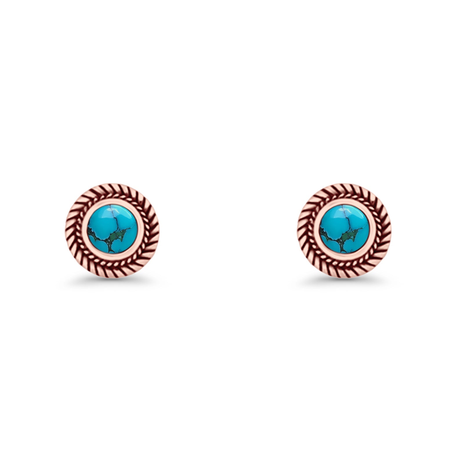 Round 8mm Lab Created Opal Twisted Rope Stud Earring 925 Sterling Silver