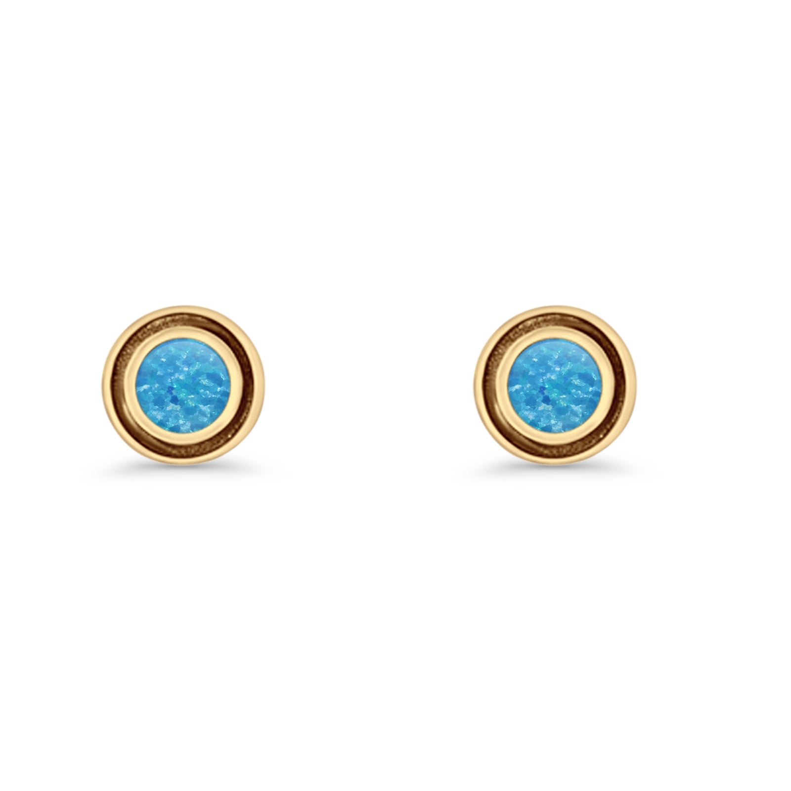 Minimalist 6.8mm Lab Created Opal Bali Stud Earring  925 Sterling Silver