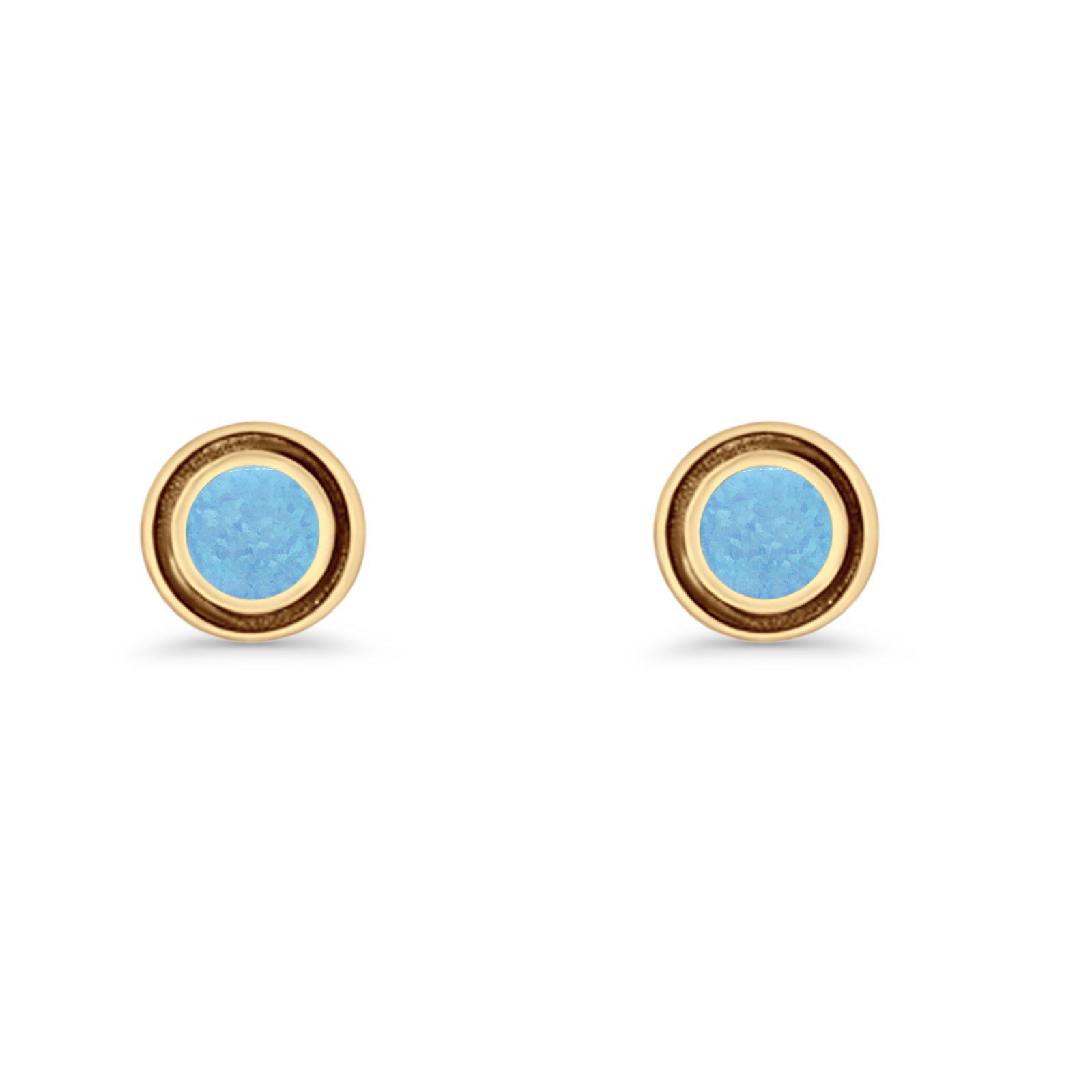 Minimalist 6.8mm Lab Created Opal Bali Stud Earring  925 Sterling Silver