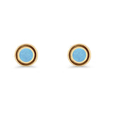 Minimalist 6.8mm Lab Created Opal Bali Stud Earring  925 Sterling Silver