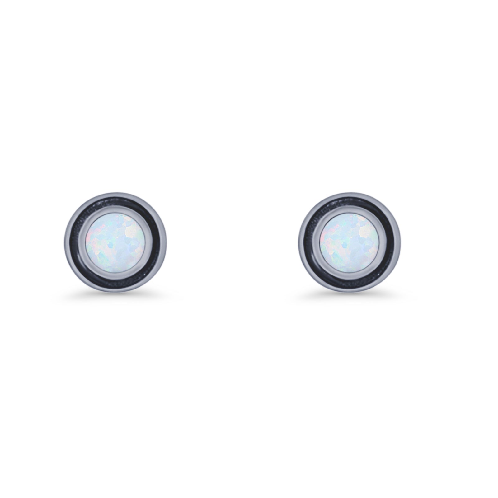 Minimalist 6.8mm Lab Created Opal Bali Stud Earring  925 Sterling Silver