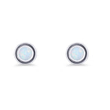 Minimalist 6.8mm Lab Created Opal Bali Stud Earring  925 Sterling Silver
