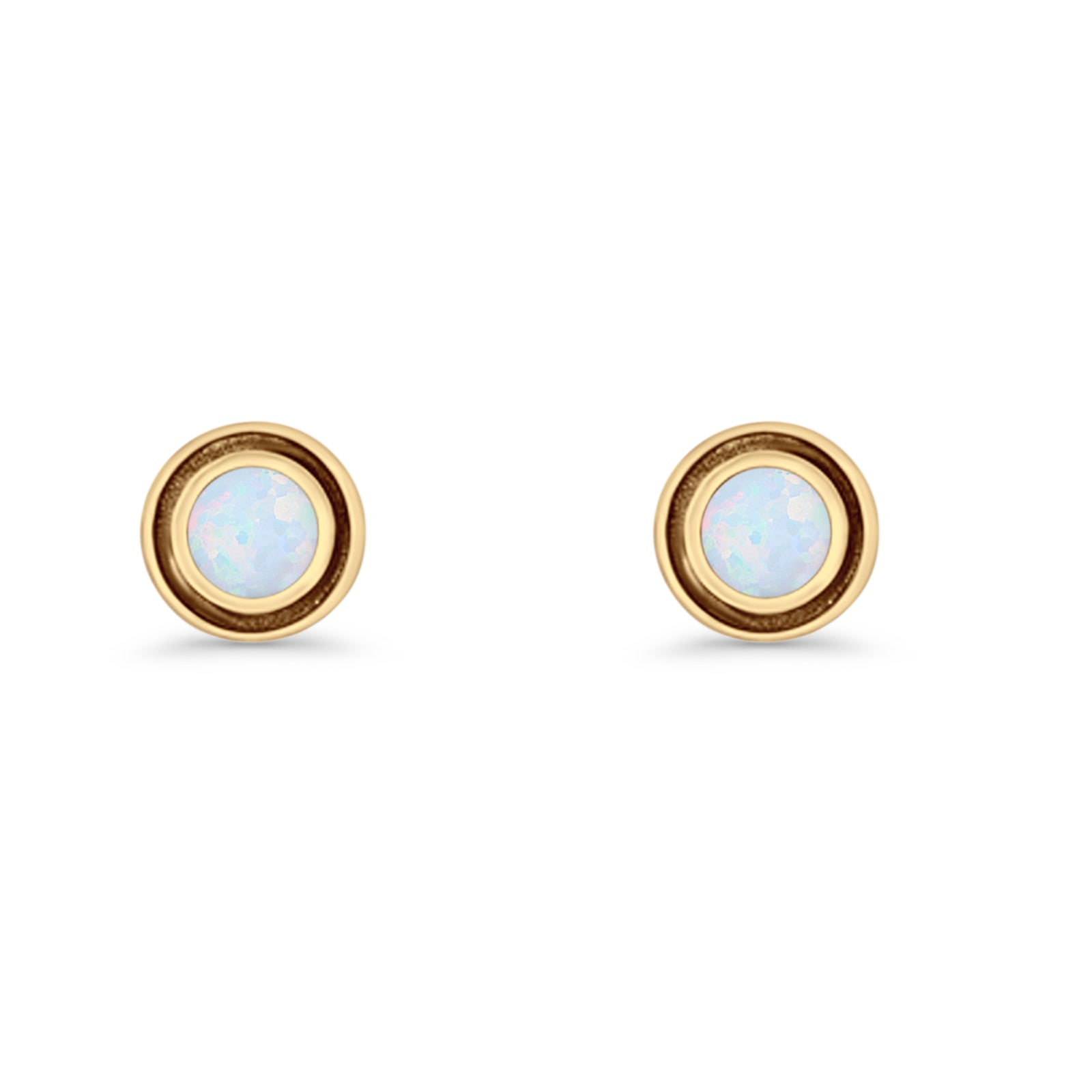 Minimalist 6.8mm Lab Created Opal Bali Stud Earring  925 Sterling Silver