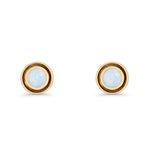 Minimalist 6.8mm Lab Created Opal Bali Stud Earring  925 Sterling Silver