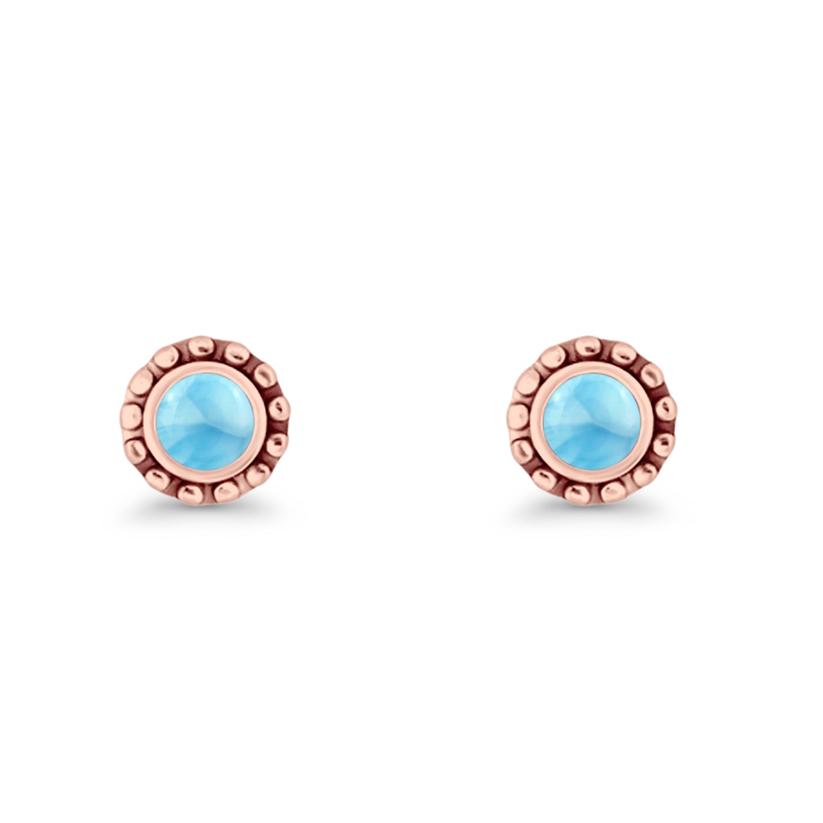 Round Beaded 7.2mm Lab Created Opal Stud Earring Oxidized 925 Sterling Silver