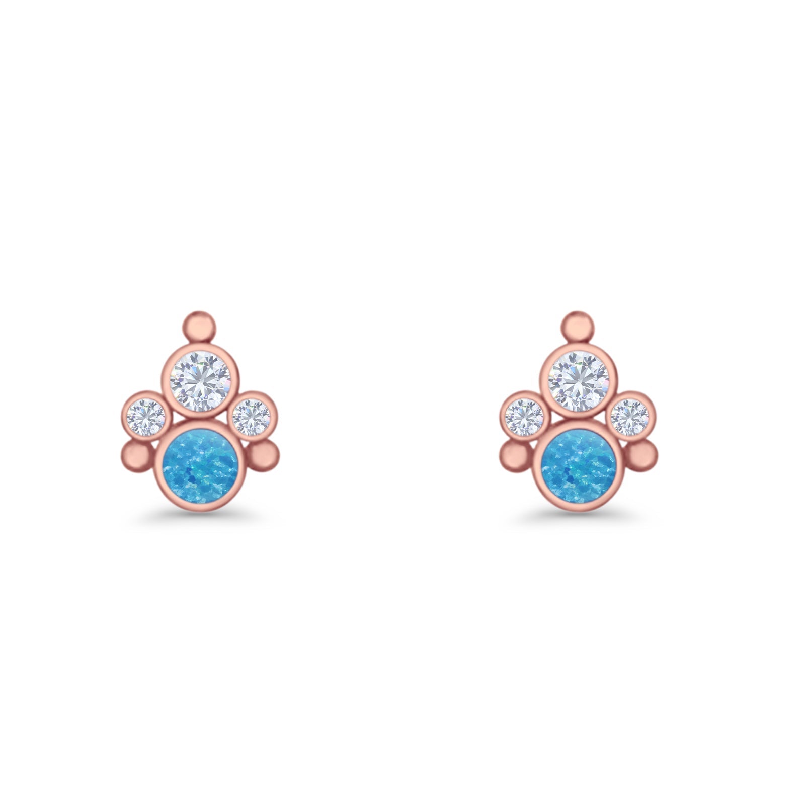 Paw Print Stud Earring Lab Created Opal & Cubic Zirconia 925 Sterling Silver