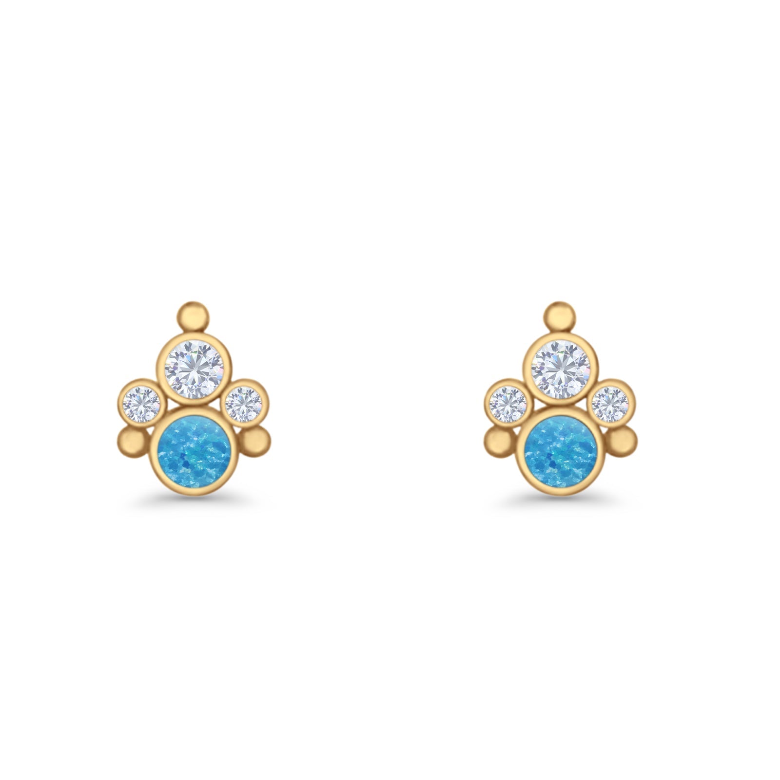 Paw Print Stud Earring Lab Created Opal & Cubic Zirconia 925 Sterling Silver