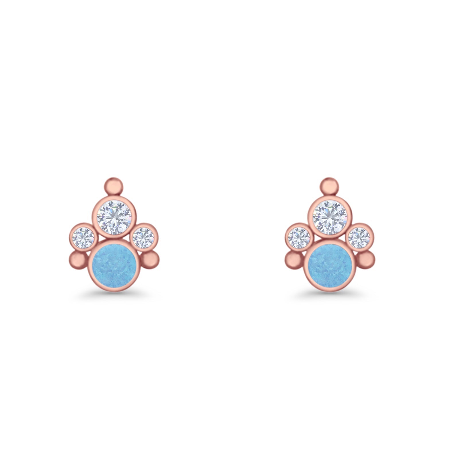 Paw Print Stud Earring Lab Created Opal & Cubic Zirconia 925 Sterling Silver