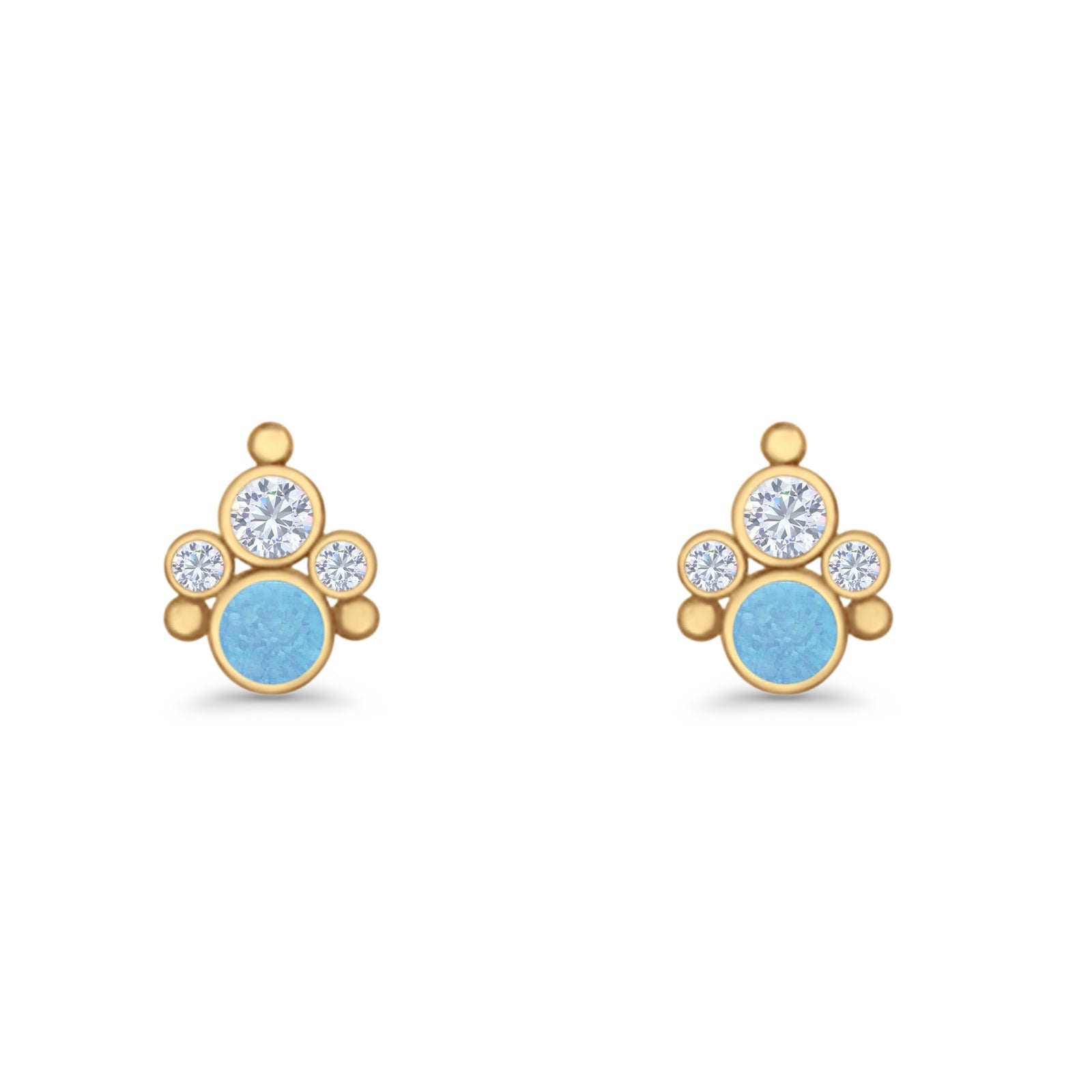 Paw Print Stud Earring Lab Created Opal & Cubic Zirconia 925 Sterling Silver