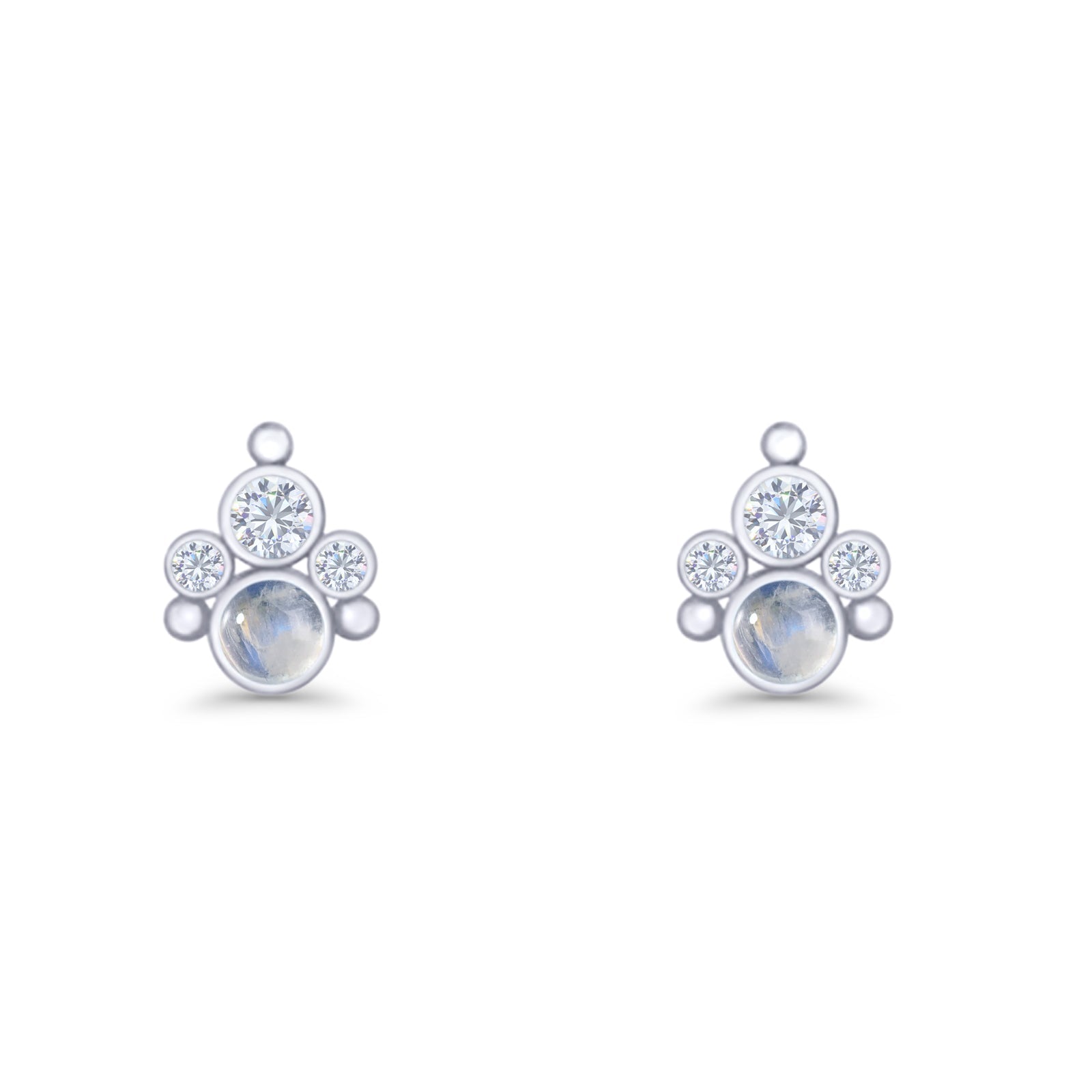 Paw Print Stud Earring Lab Created Opal & Cubic Zirconia 925 Sterling Silver