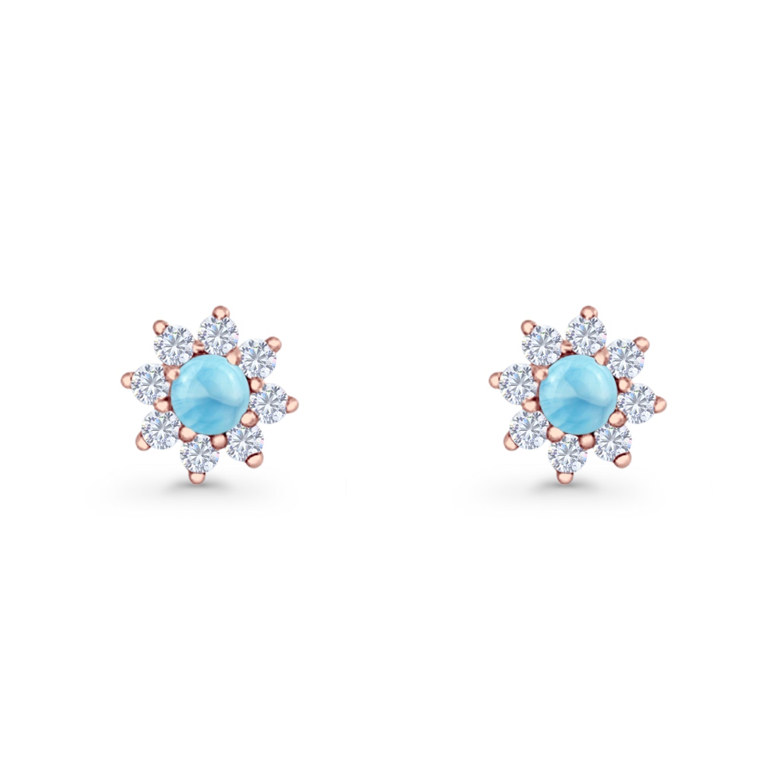 Flower Stud Earring Lab Created Opal & Cubic Zirconia 925 Sterling Silver
