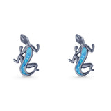 Lizard Stud Earring 13.7mm Lab Created Opal 925 Sterling Silver