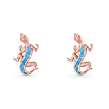 Lizard Stud Earring 13.7mm Lab Created Opal 925 Sterling Silver