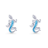 Lizard Stud Earring 13.7mm Lab Created Opal 925 Sterling Silver