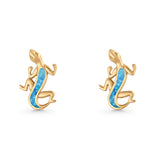 Lizard Stud Earring 13.7mm Lab Created Opal 925 Sterling Silver