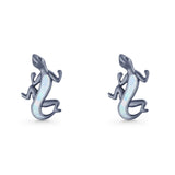 Lizard Stud Earring 13.7mm Lab Created Opal 925 Sterling Silver