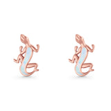 Lizard Stud Earring 13.7mm Lab Created Opal 925 Sterling Silver