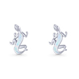 Lizard Stud Earring 13.7mm Lab Created Opal 925 Sterling Silver