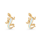 Lizard Stud Earring 13.7mm Lab Created Opal 925 Sterling Silver
