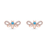Bee Butterfly Stud Earring Lab Created Opal Push Back 925 Sterling Silver