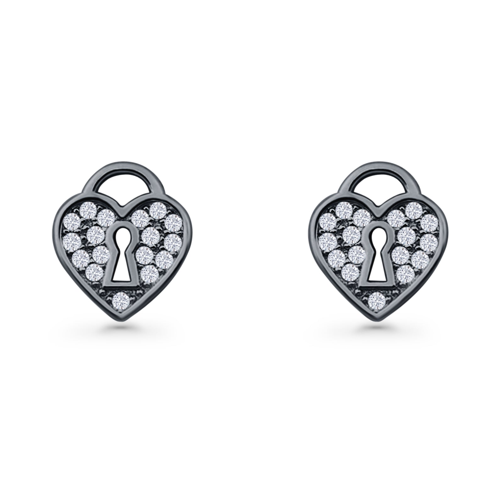 Heart Lock Stud Earrings