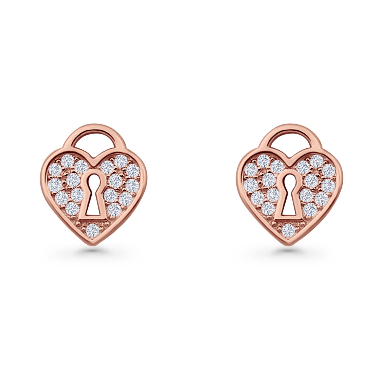 Heart Lock Stud Earrings