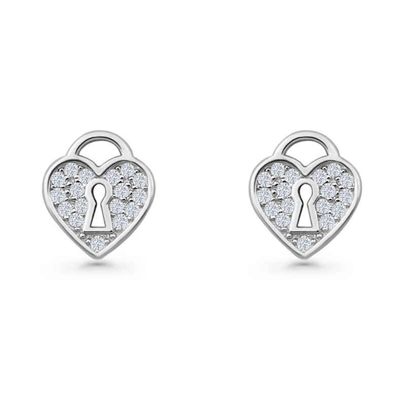 Heart Lock Stud Earrings