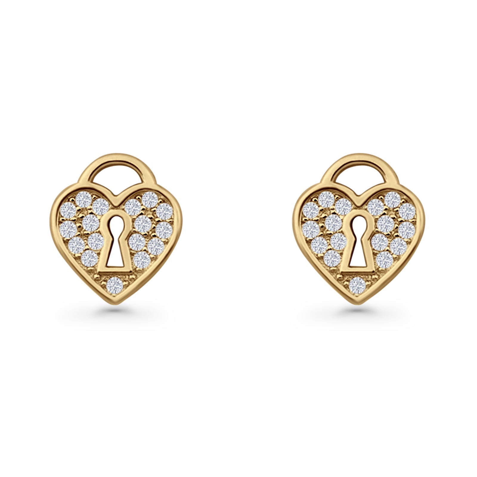 Heart Lock Stud Earrings