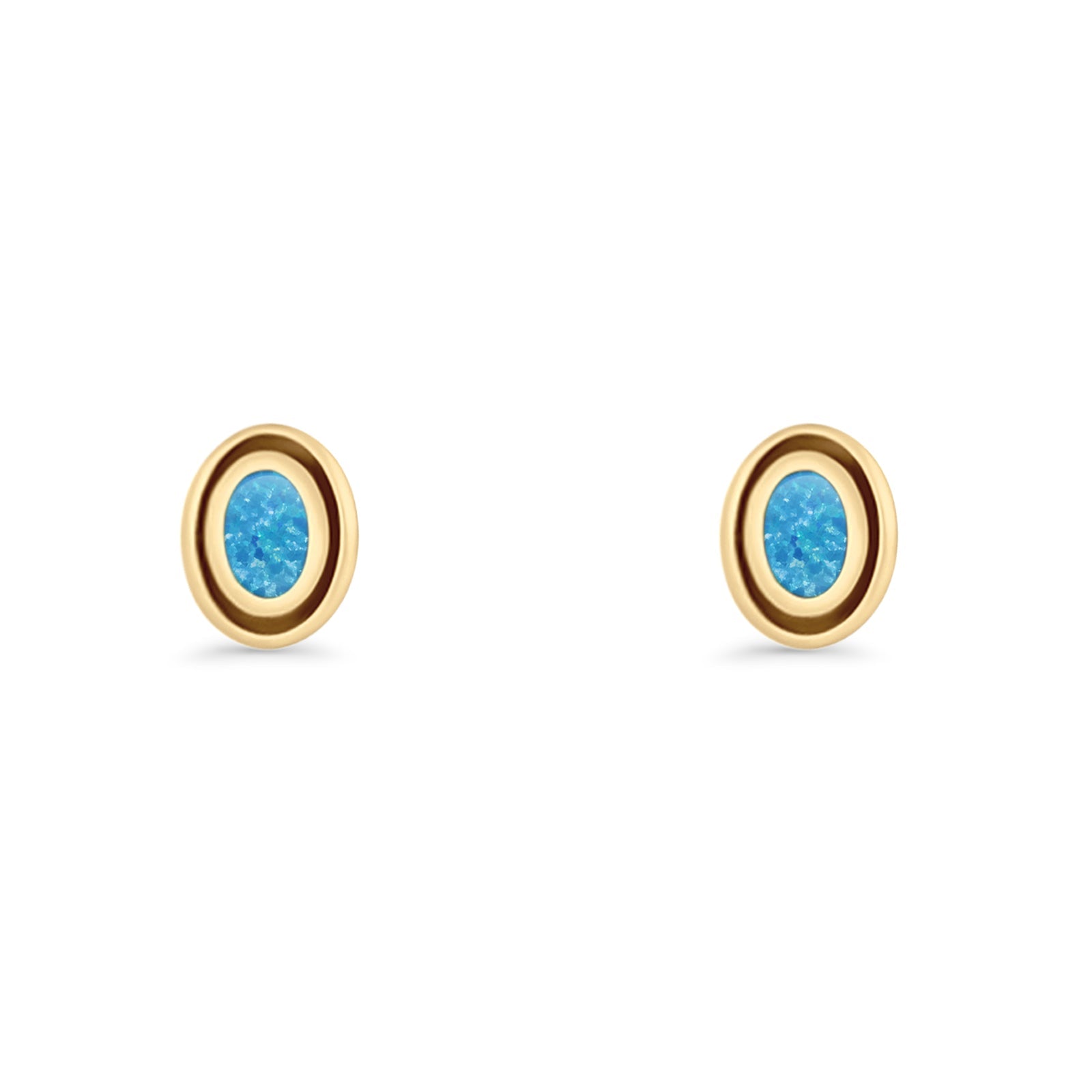 Oval Stud Earring 7.8mm Lab Created Opal Oxidized 925 Sterling Silver