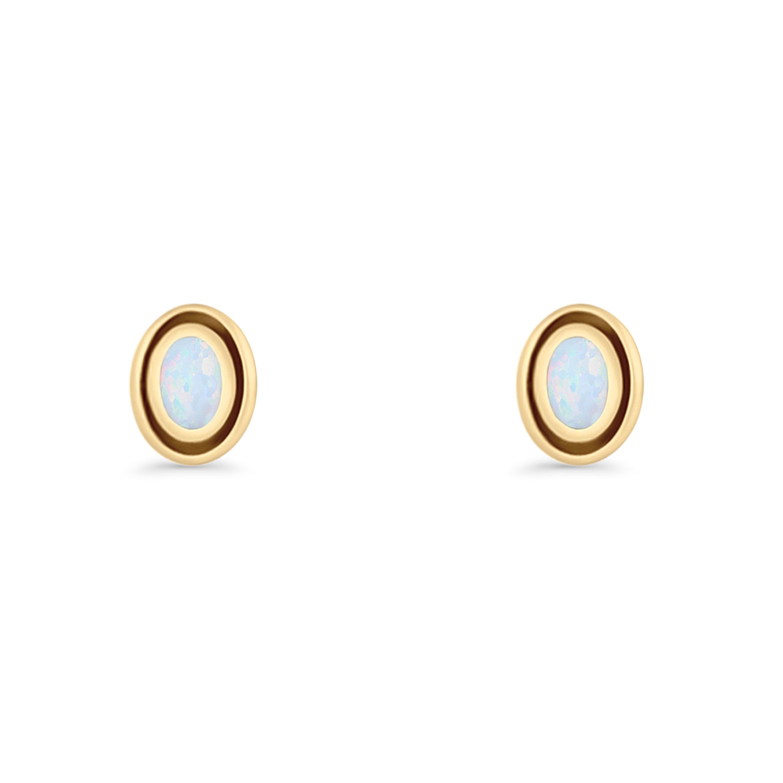 Oval Stud Earring 7.8mm Lab Created Opal Oxidized 925 Sterling Silver