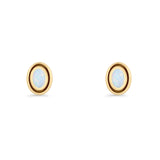 Oval Stud Earring 7.8mm Lab Created Opal Oxidized 925 Sterling Silver