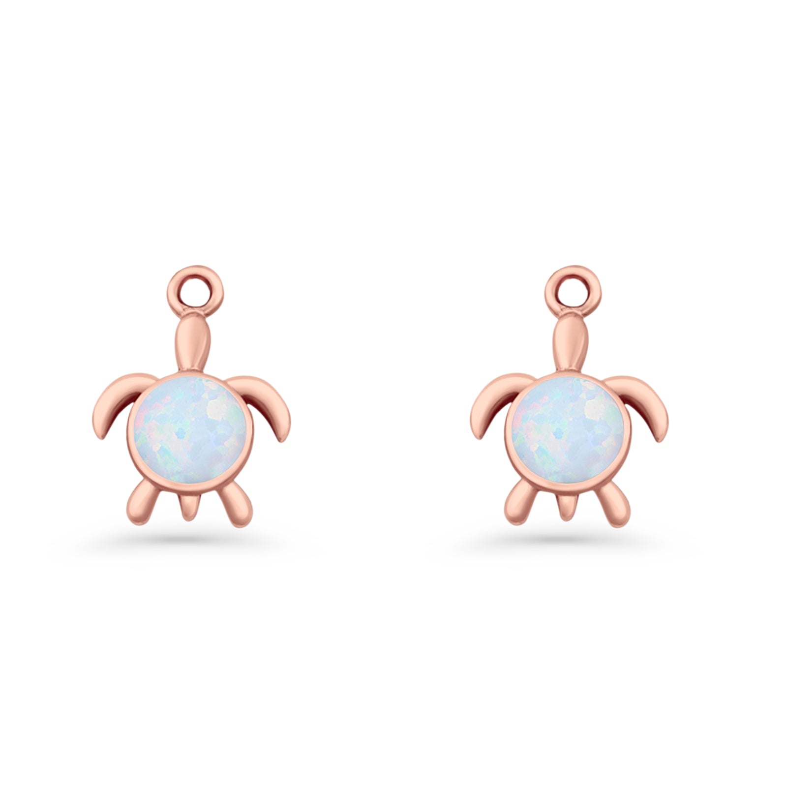 Round 15.3mm Lab Created Opal Turtle Fishhook Earring 925 Sterling Silver