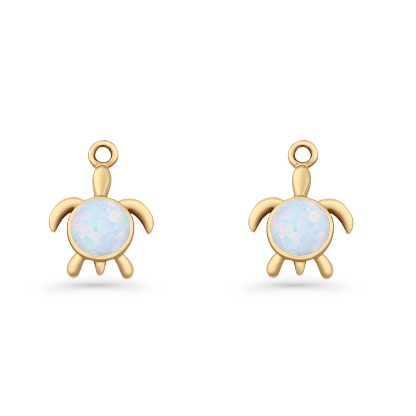 Round 15.3mm Lab Created Opal Turtle Fishhook Earring 925 Sterling Silver