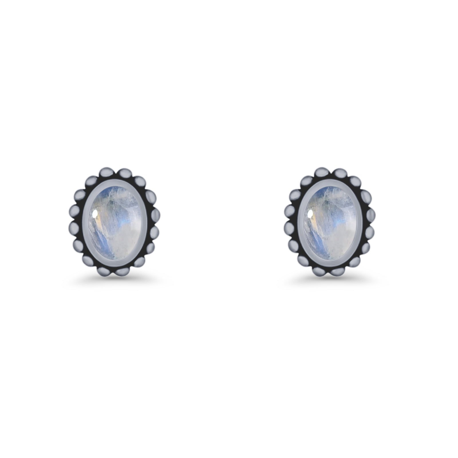 Oval 9.6mm Radiant Halo Stud Earring Lab Created Opal 925 Sterling Silver