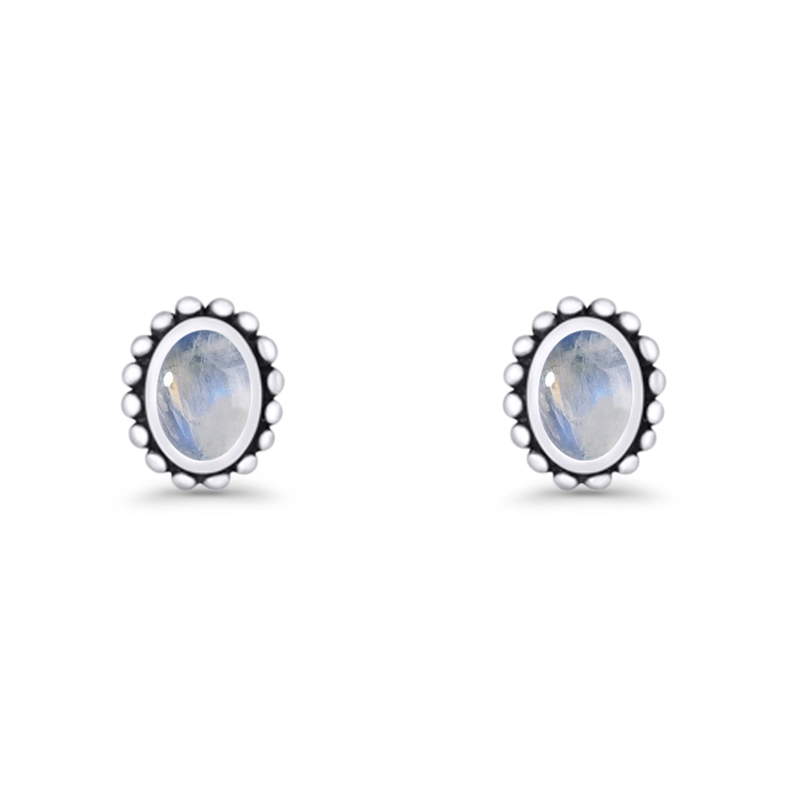 Oval 9.6mm Radiant Halo Stud Earring Lab Created Opal 925 Sterling Silver