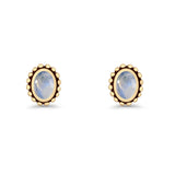Oval 9.6mm Radiant Halo Stud Earring Lab Created Opal 925 Sterling Silver