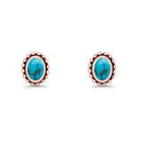 Oval 9.6mm Radiant Halo Stud Earring Lab Created Opal 925 Sterling Silver