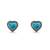 Heart Shaped Earring 8mm Twisted Rope Created Opal 925 Sterling Silver
