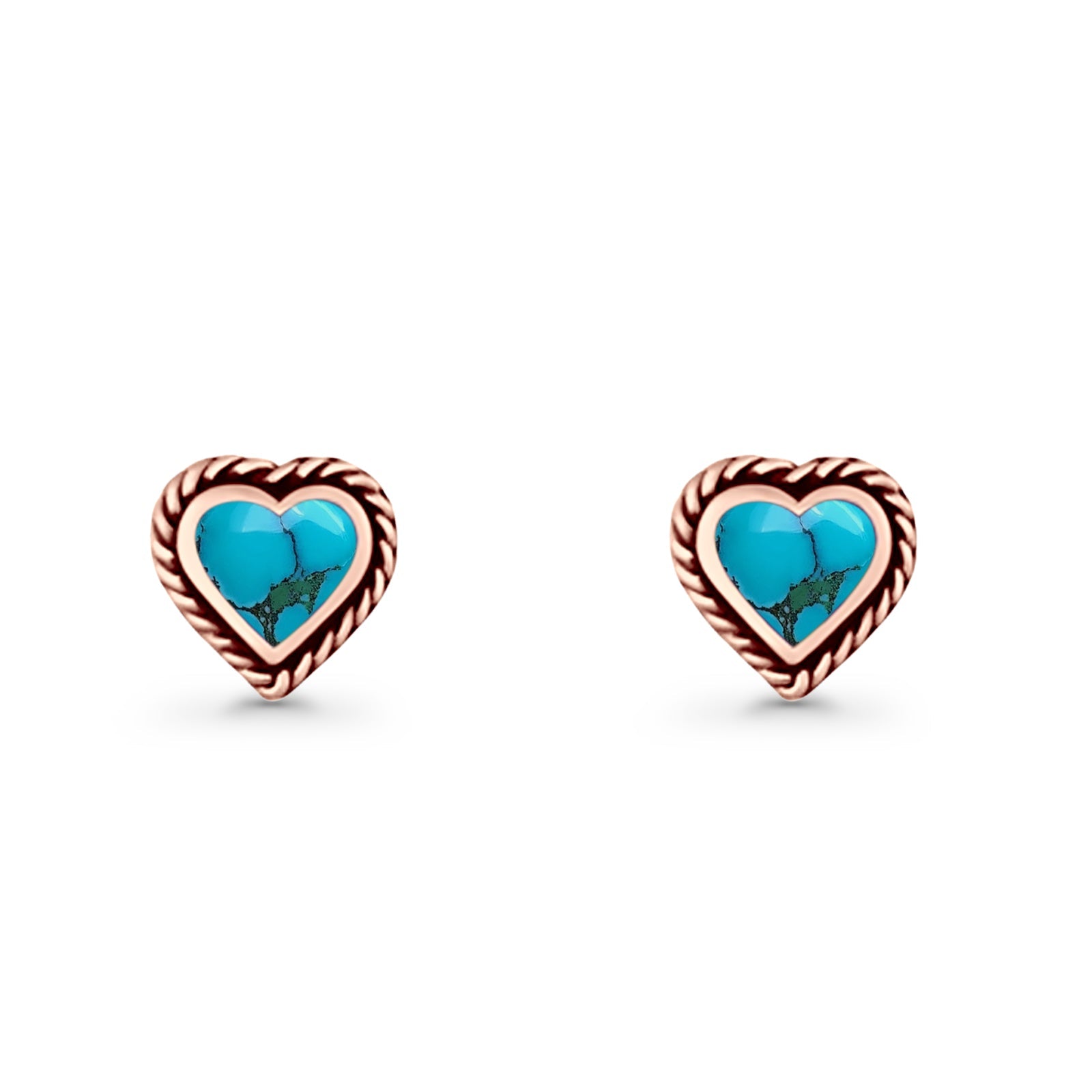 Heart Shaped Earring 8mm Twisted Rope Created Opal 925 Sterling Silver